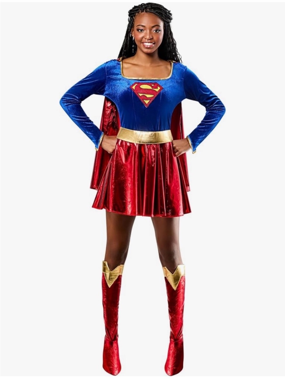 Supergirl Costume Adult DC Comics Cape Dress Boot Tops Licensed